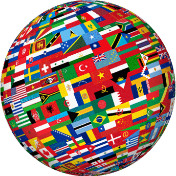 Spinning Globe with Flags
